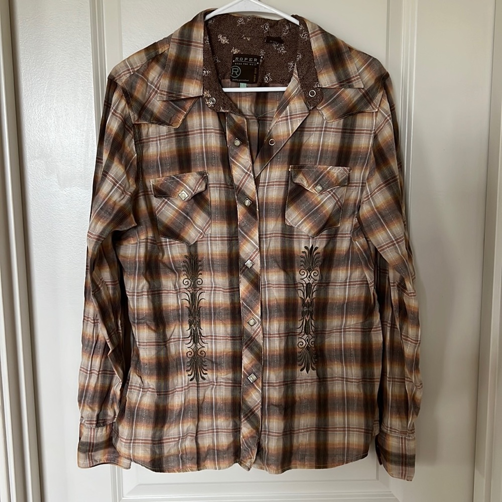 Roper Western Shirt Button Down Large